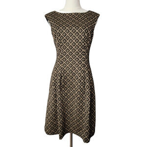 Jessica Howard Black Gold Shimmer Mini Dress Fit Flare Whimsigoth Sz 6 New Years